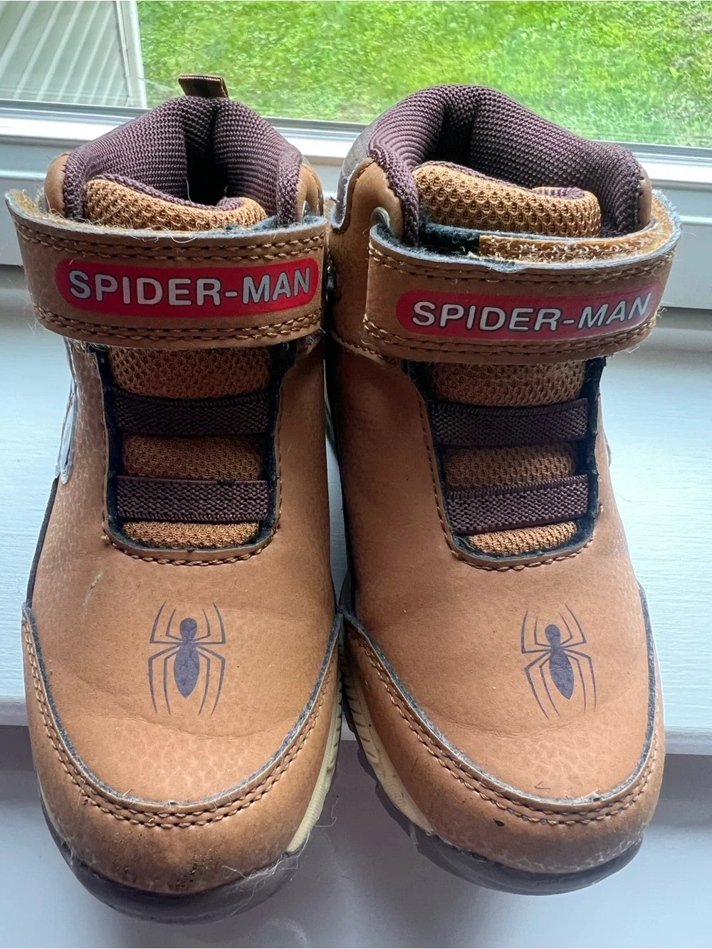 Spiderman Brown Kids Ankle Boots with Red Accent